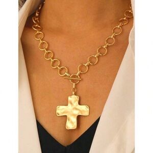 Gold Tone Cross Necklace